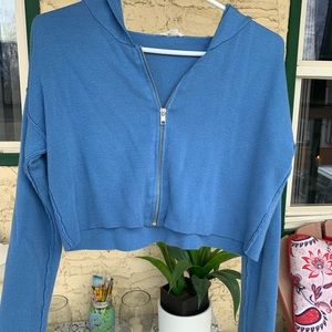 blue GARAGE cropped zip up hoodie
